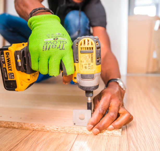 worker installing new floor